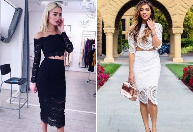 кружевной костюм топ и юбка карандаш кружевной костюм топ и юбка карандаш