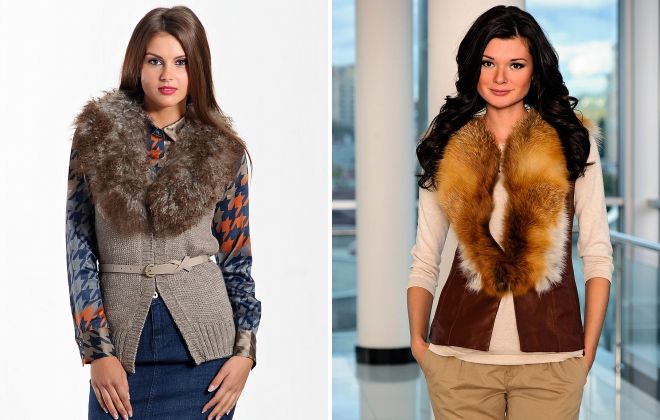 жилет с меховым воротником жилет с меховым воротником