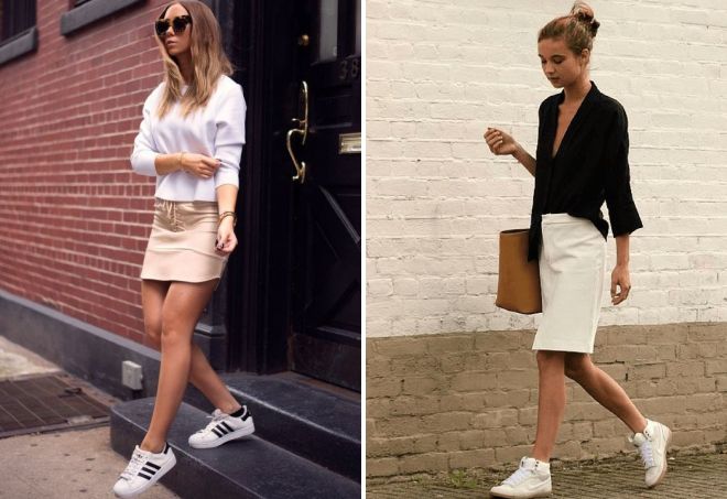 бежевая юбка с кедами бежевая юбка с кедами