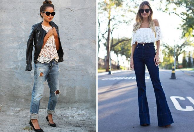 кружевной топ с джинсами кружевной топ с джинсами