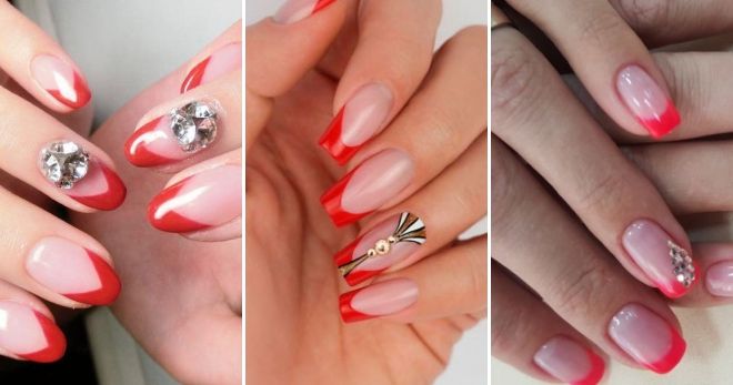 Красный френч со стразами Красный френч со стразами