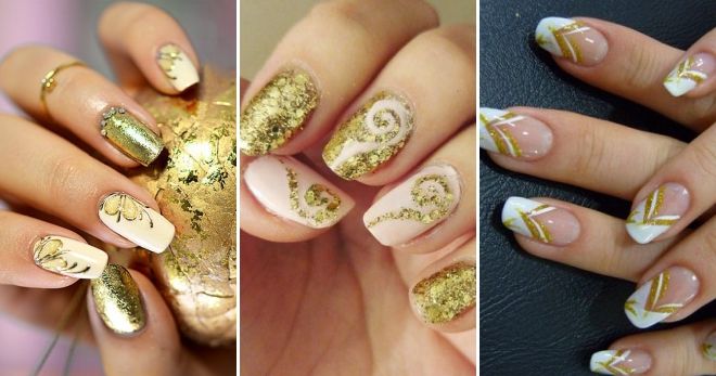 Маникюр с золотистым рисунком Маникюр с золотистым рисунком