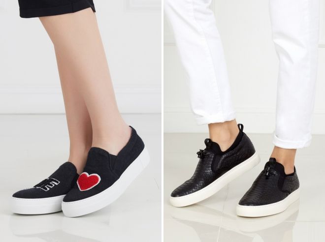 черные слипоны с белой подошвой черные слипоны с белой подошвой