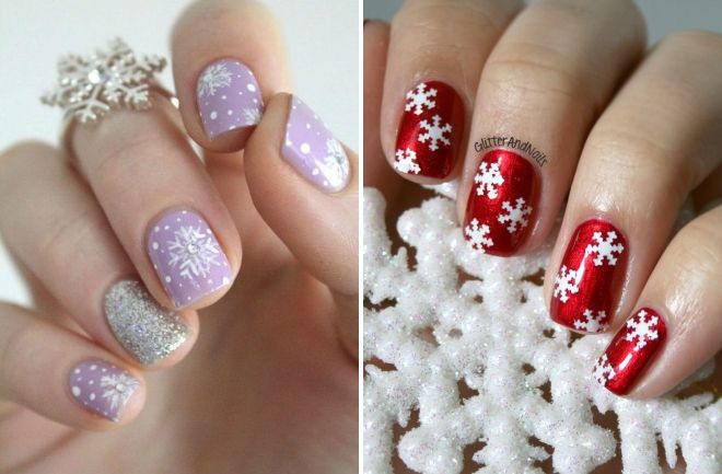 дизайн со снежинками на короткие ногти дизайн со снежинками на короткие ногти