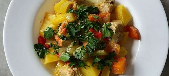 рагу из свинины с овощами на сковороде рагу из свинины с овощами на сковороде