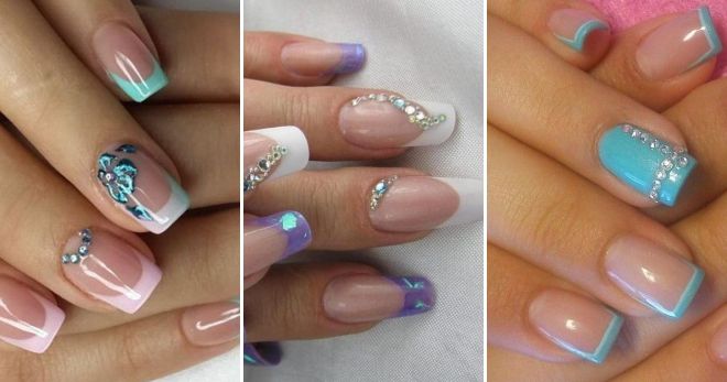 Цветной френч со стразами Цветной френч со стразами