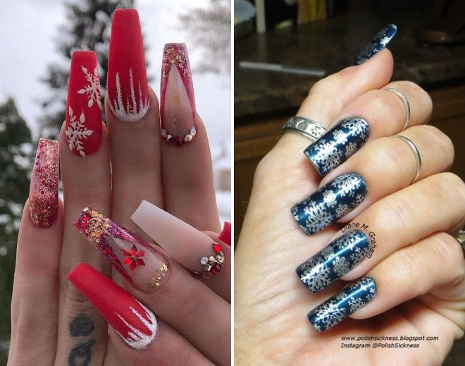 дизайн со снежинками для длинных ногтей дизайн со снежинками для длинных ногтей