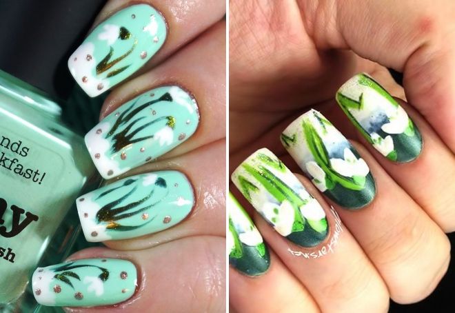 маникюр с подснежниками на длинные ногти маникюр с подснежниками на длинные ногти