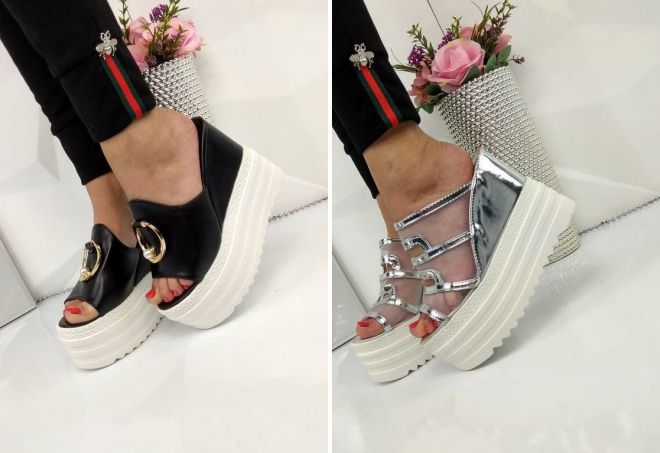 шлепки на высокой платформе шлепки на высокой платформе