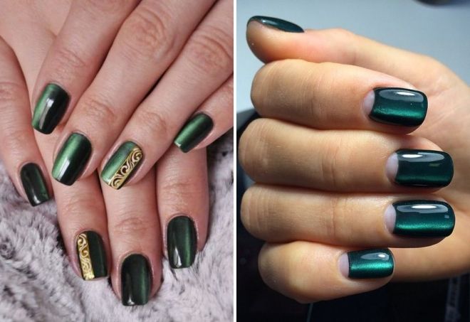 зеленый маникюр кошачий глаз зеленый маникюр кошачий глаз