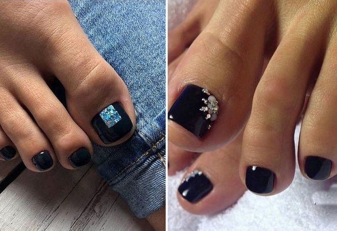 летний темный педикюр летний темный педикюр