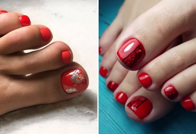летний красный педикюр летний красный педикюр
