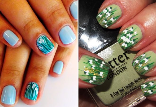 красивый маникюр с подснежниками красивый маникюр с подснежниками