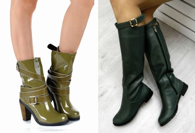 зеленые кожаные сапоги зеленые кожаные сапоги