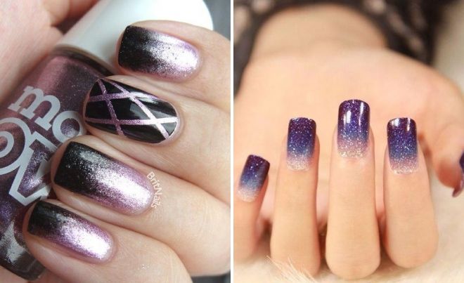 маникюр омбре с блестками маникюр омбре с блестками