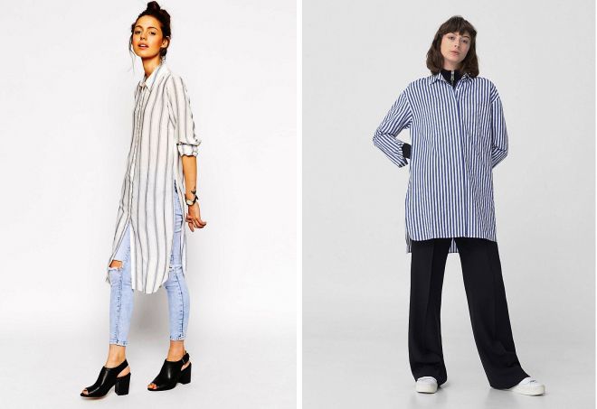 женская длинная рубашка в полоску женская длинная рубашка в полоску