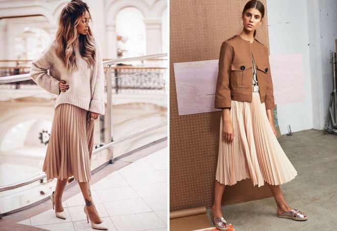 бежевая юбка-плиссе с чем носить бежевая юбка-плиссе с чем носить