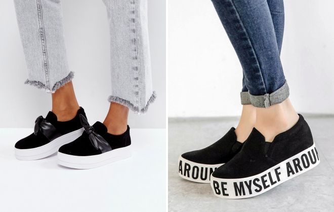 черные слипоны на платформе черные слипоны на платформе