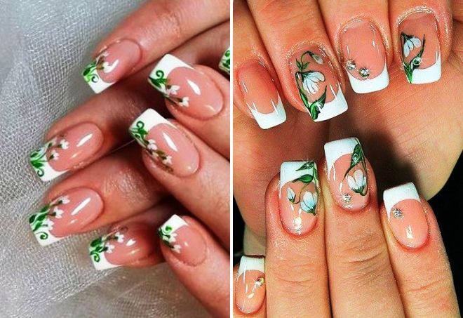 французский маникюр с подснежниками французский маникюр с подснежниками