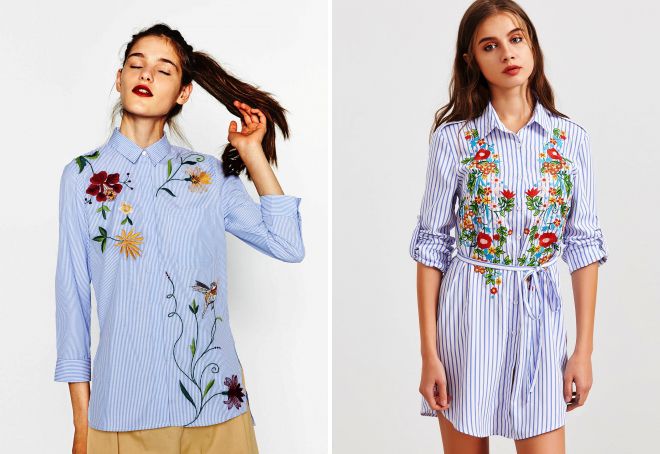 рубашка в полоску с вышивкой рубашка в полоску с вышивкой