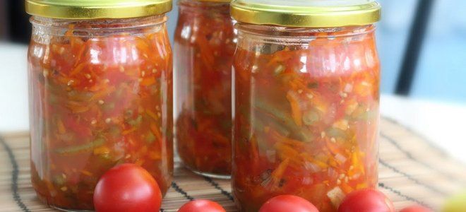 салат на зиму с фасолью и помидорами салат на зиму с фасолью и помидорами