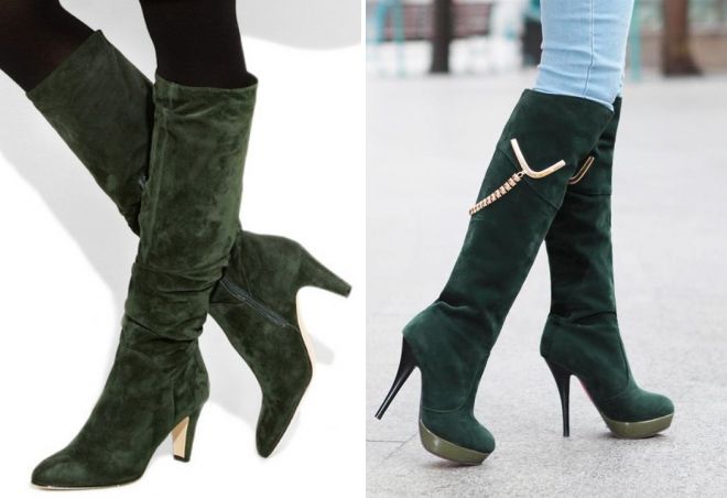 зеленые замшевые сапоги зеленые замшевые сапоги
