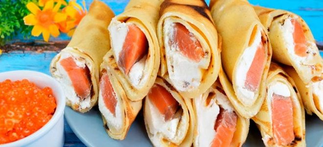 блины с творожным сыром и красной рыбой блины с творожным сыром и красной рыбой