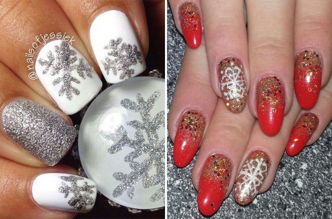 дизайн ногтей со снежинками и блестками дизайн ногтей со снежинками и блестками