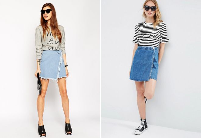 джинсовая юбка с запахом джинсовая юбка с запахом