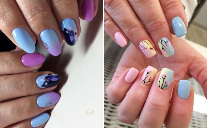 маникюр омбре с рисунком маникюр омбре с рисунком