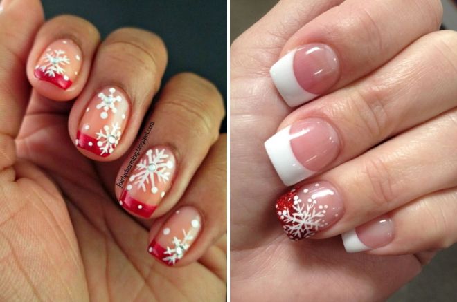 дизайн ногтей френч со снежинками дизайн ногтей френч со снежинками