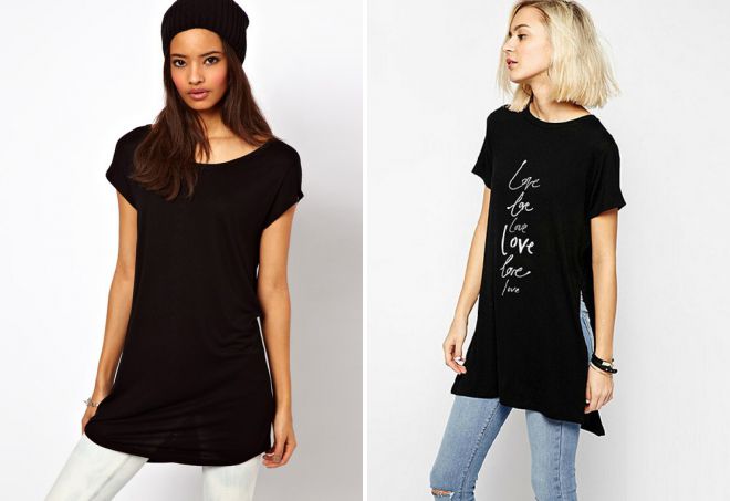 длинная черная футболка длинная черная футболка