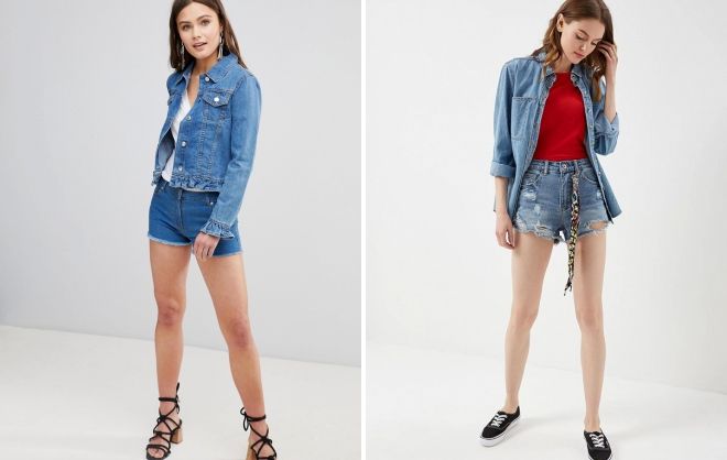 джинсовый костюм с шортами джинсовый костюм с шортами