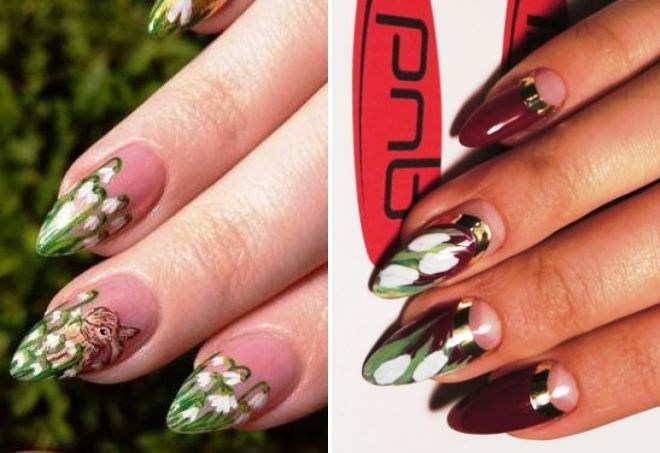 лунный маникюр с подснежниками лунный маникюр с подснежниками