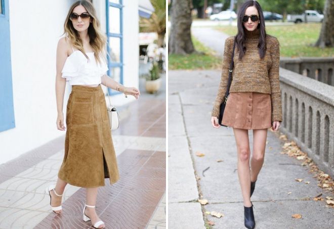 бежевая замшевая юбка с чем носить бежевая замшевая юбка с чем носить