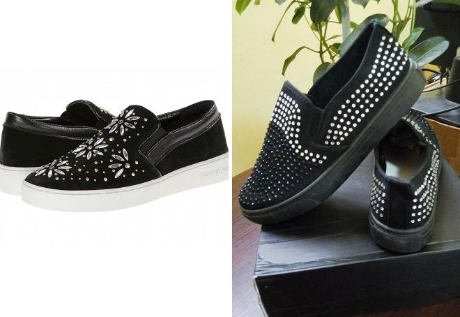 черные слипоны со стразами черные слипоны со стразами