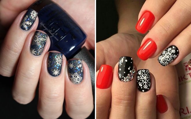 черный дизайн ногтей со снежинками черный дизайн ногтей со снежинками