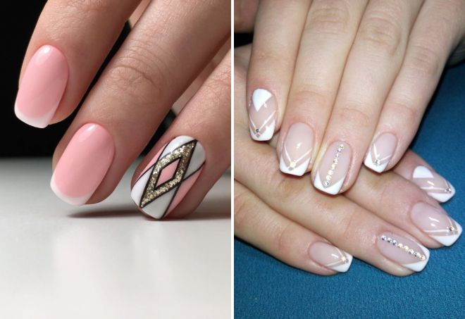 дизайн френч с геометрией на ногтях дизайн френч с геометрией на ногтях