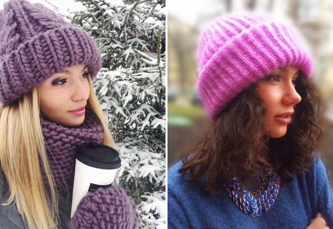 модные вязаные шапки с отворотом модные вязаные шапки с отворотом