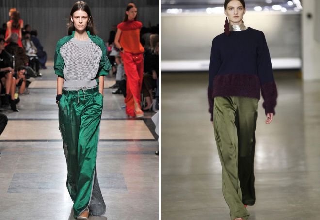 с чем носить зеленые широкие брюки с чем носить зеленые широкие брюки