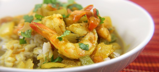 Рис с креветками и овощами