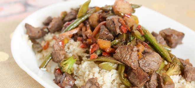 Рис с мясом и овощами